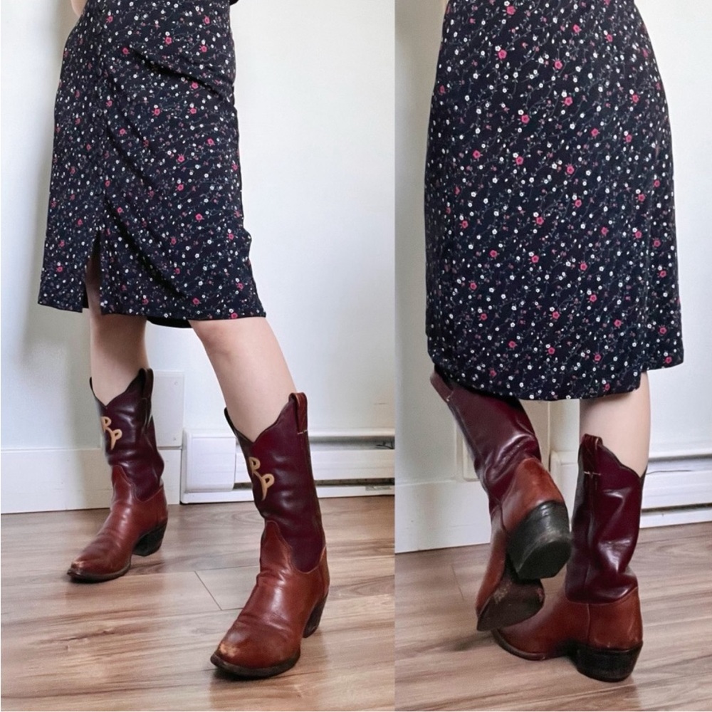 Vintage cowboys  western leather boots size 8